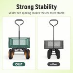 Steel Garden Cart, 2-in-1 1400 lbs Heavy Duty Utility Wagon, with Removable Mesh Sides to Convert into Flatbed, 240 U-Turn 13" Pneumatic Tires Garden Wagon for Farm Yard Lawn Garden Camping - Image 21